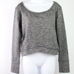 Zella Dance Dreams pullover crop top heather gray